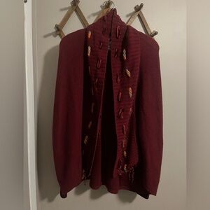 Lilith Garden small shop upcycled clothing maroon cardigan wool and Cashemere M